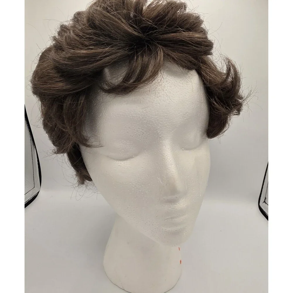 Vintage DYNEL 100% Modacrylic Wig Short Brown Curly‎ Style Hair Piece